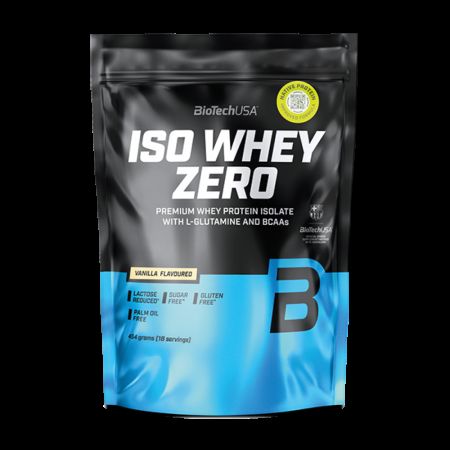 Izolat proteic premium din zer Iso Whey Zero, Vanilla, 454 g, BioTechUSA