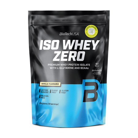 Izolat proteic premium din zer Iso Whey Zero, Vanilla, 454 g, BioTechUSA