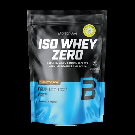 Izolat proteic premium din zer Iso Whey Zero, Hazelnut, 454 g, BioTechUSA