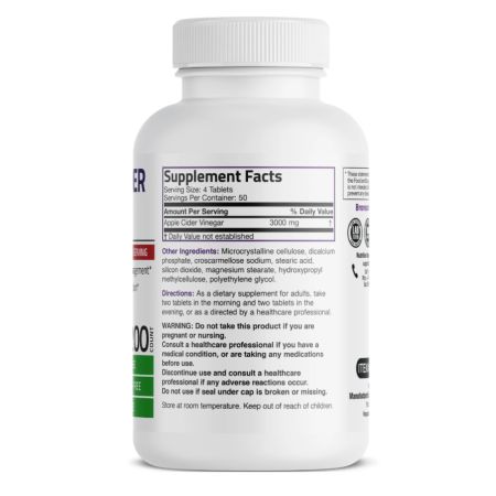 Otet din cidru de mere, 3000 mg, 200 tablete, Bronson 723412