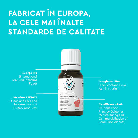 Vitamina D3 pentru copii Daily-D3 Jr Good Routine, 500 UI, 15 ml, Secom 763422