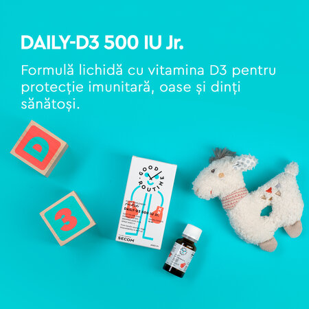Vitamina D3 pentru copii Daily-D3 Jr Good Routine, 500 UI, 15 ml, Secom 763417