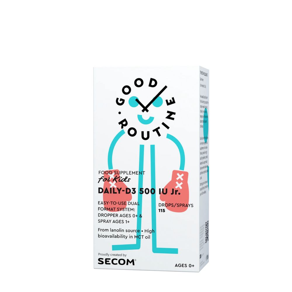 Vitamina D3 pentru copii Daily-D3 Jr Good Routine, 500 UI, 15 ml, Secom