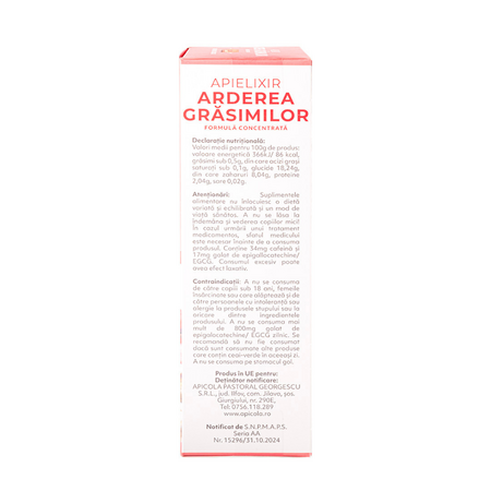 Apielixir Arderea grasimilor, 30 fiole, Albina Carpatina 817162