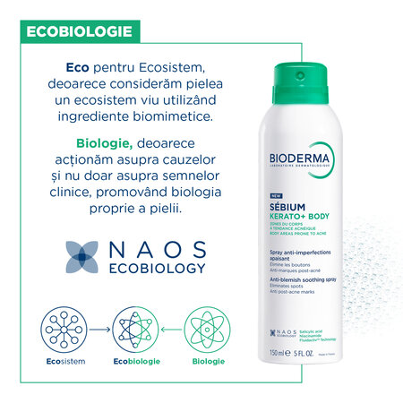 Spray tratament anti-acnee pentru corp Sebium Kerato+, 150 ml, Bioderma 794324