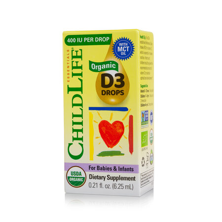 Picaturi organice cu vitamina D3 Childlife Essentials, 400 UI, 6.25 ml, Secom 776532