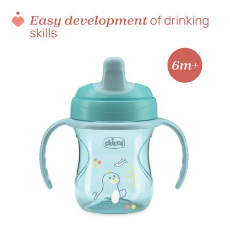 Canuta de antrenament, Turcoaz, 6 luni+, 200 ml, Chicco 723619
