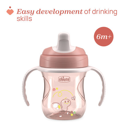 Canuta de antrenament, Roz, 6 luni+, 200 ml, Chicco 723622