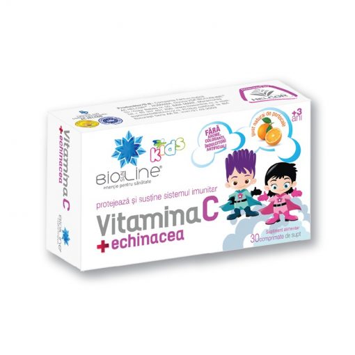 Vitamina C cu Echinacea pentru copii, 30 comprimate, BioSunLine