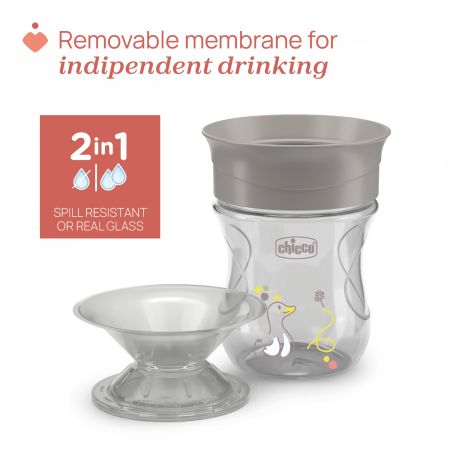 Canuta 360 perfect cup, Gri, 12 luni+, 200 ml, Chicco 723751