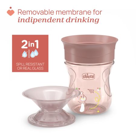 Canuta 360 perfect cup, Roz, 12 luni+, 200 ml, Chicco 723753