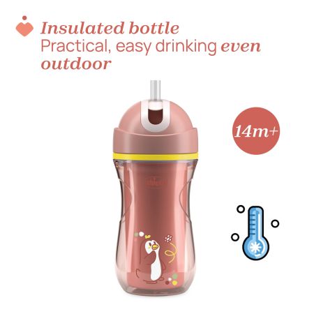 Canuta sport termorezistenta cu pai, Roz, 14 luni+, 266 ml, Chicco 723772