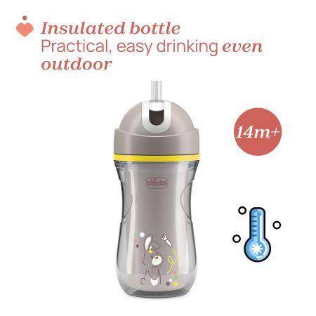 Canuta sport termorezistenta cu pai, Gri, 14 luni+, 266 ml, Chicco 723780