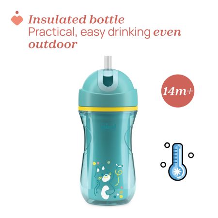 Canuta sport termorezistenta cu pai, Turcoaz, 14 luni+, 266 ml, Chicco 723790