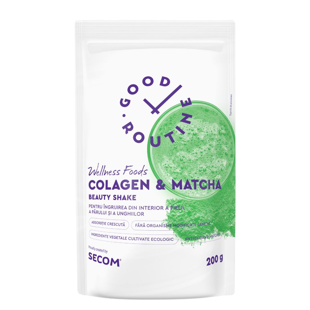 Colagen si Matcha beauty shake Good Routine, 200 g, Secom