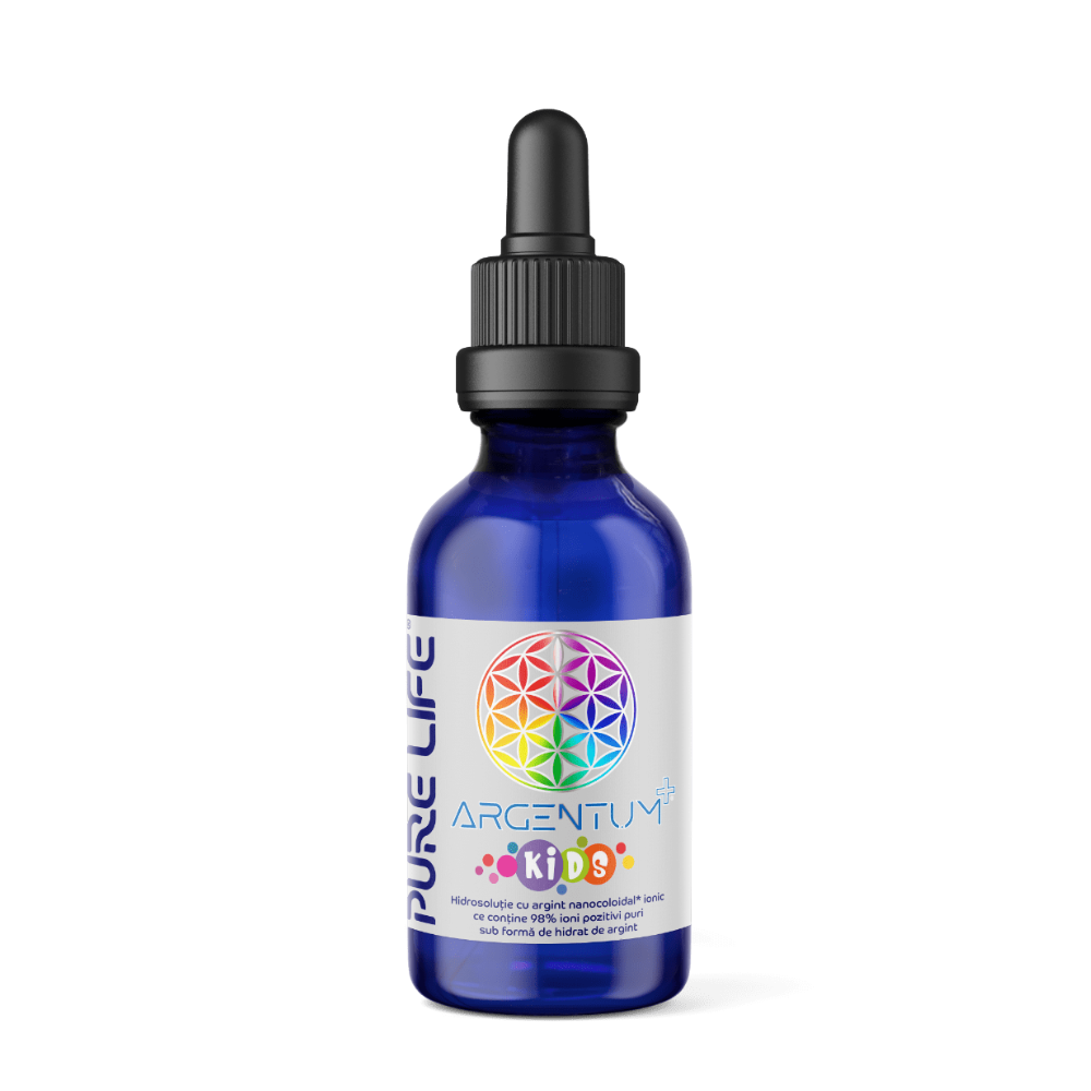 Argint nanocoloidal Argentum+ Kids 15PPM cu pipeta, 60 ml, Pure Life