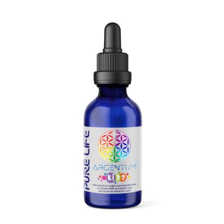 Argint nanocoloidal Argentum+ Kids 15PPM cu pipeta, 60 ml, Pure Life