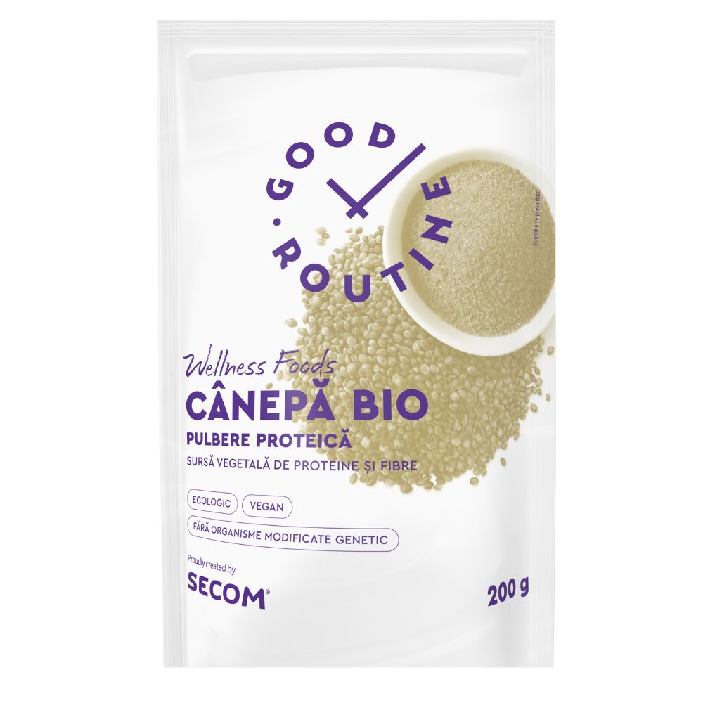 Pulbere proteica Bio de Canepa Good Routine, 200 g, Secom