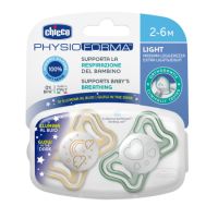 Suzeta PhysioForma Glow, Unisex, 2-6 luni, 2 bucati, Chicco