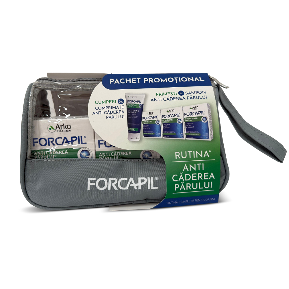 Pachet Forcapil anti-caderea parului, 3x30 capsule + 200 ml, Arkopharma