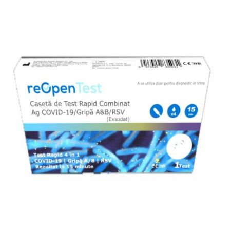 Test Rapid SARS-COV-2 Ag & Influenza A&B / RSV 4 în 1 Combo Reopen, 1 bucata, Montana Med