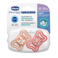 Suzeta PhysioForma Light Glow, Roz, 16-36  luni, 2 bucati, Chicco