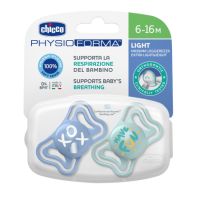 Suzeta PhysioForma Light Glow, Bleu, 6-16 luni, 2 bucati, Chicco