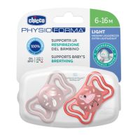Suzeta PhysioForma Light Glow, Roz, 6-16 luni, 2 bucati, Chicco