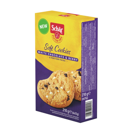 Fursecuri moi fara gluten cu ciocolata alba si fructe de padure, 210 g, Schar 724472
