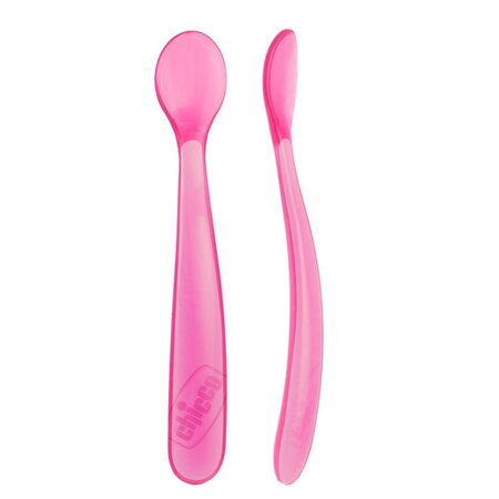 Set 2 lingurite silicon, Roz, 6 luni+, Chicco 724514