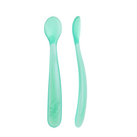Set 2 lingurite silicon, Turcoaz, 6 luni+, Chicco 724516