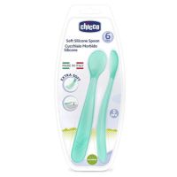 Set 2 lingurite silicon, Turcoaz, 6 luni+, Chicco