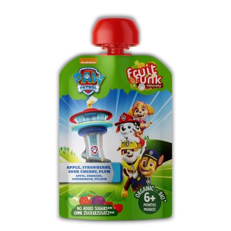 Piure din fructe Bio Paw Patrol, 6 luni+, 90 g, Fruitfunk