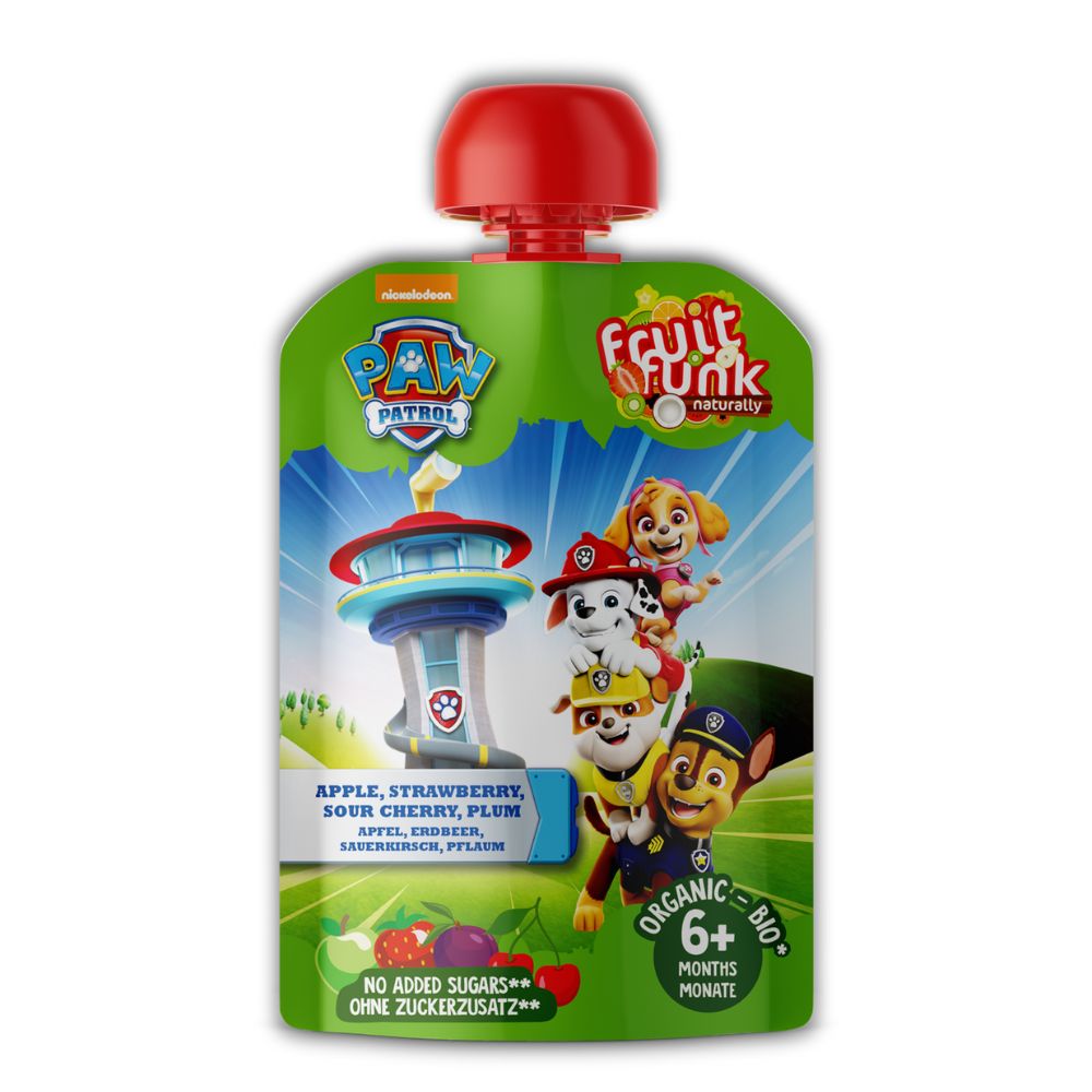 Piure din fructe Bio Paw Patrol, 6 luni+, 90 g, Fruitfunk