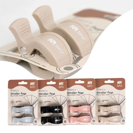 Cleme multifunctionale pentru carucior, Beige, 2 bucati, Sipo 724585