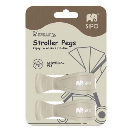 Cleme multifunctionale pentru carucior, Beige, 2 bucati, Sipo 724587