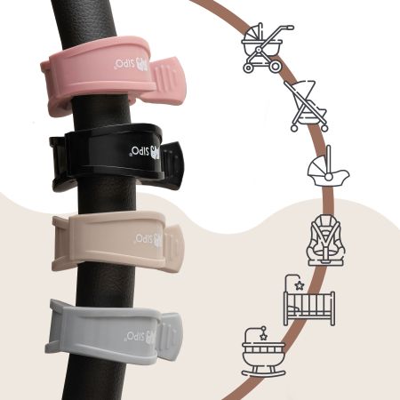 Cleme multifunctionale pentru carucior, Negru, 2 bucati, Sipo 724593
