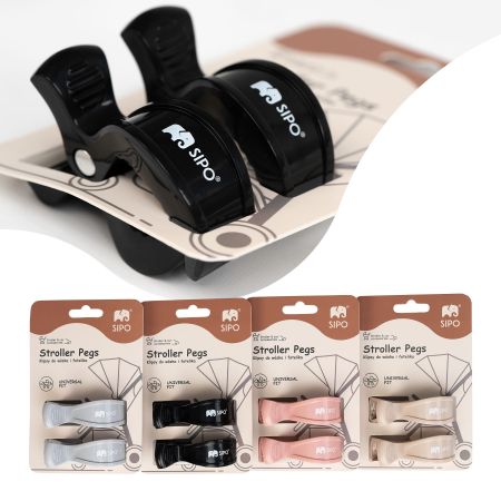 Cleme multifunctionale pentru carucior, Negru, 2 bucati, Sipo 724595