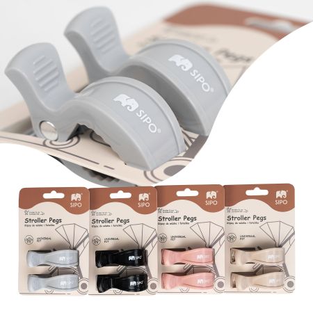Cleme multifunctionale pentru carucior, Grey, 2 bucati, Sipo 724607