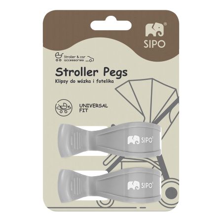 Cleme multifunctionale pentru carucior, Grey, 2 bucati, Sipo 724609