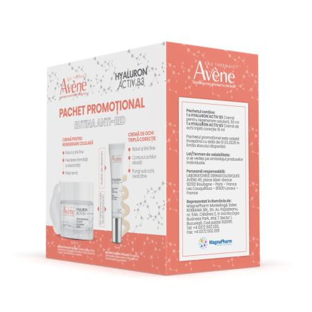 Pachet Crema pentru regenerarea celulara  + Crema de ochi antirid Hyaluron Activ B3, 50 ml +15 ml, Avene 724619