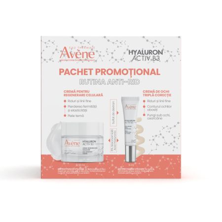 Pachet Crema pentru regenerarea celulara  + Crema de ochi antirid Hyaluron, 50 ml +15 ml, Avene