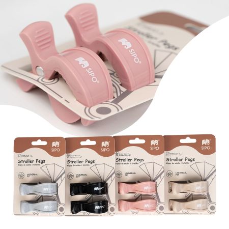 Cleme multifunctionale pentru carucior, Pink, 2 bucati, Sipo 724630