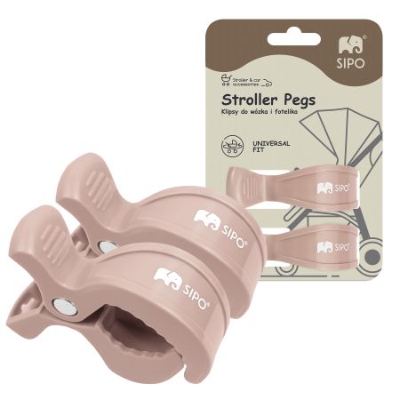 Cleme multifunctionale pentru carucior, Pink, 2 bucati, Sipo