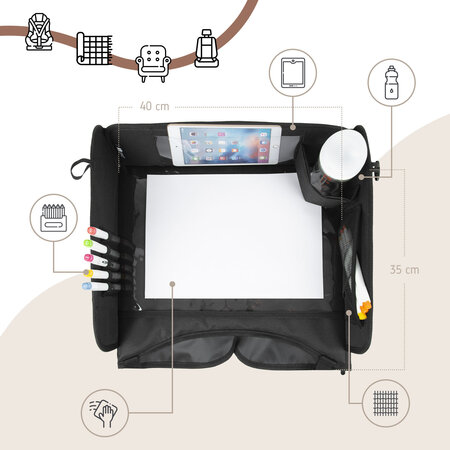 Organizator tavita de calatorie pentru scaunul auto, Negru, 1 bucata, Sipo 724665