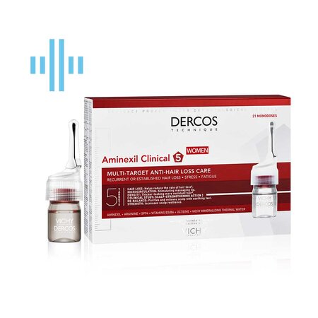 Tratament Impotriva caderii parului pentru femei Dercos Aminexil Clinical 5, 21 fiole x 6 ml, Vichy 501243