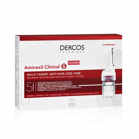 Tratament Impotriva caderii parului pentru femei Dercos Aminexil Clinical 5, 21 fiole x 6 ml, Vichy 501245