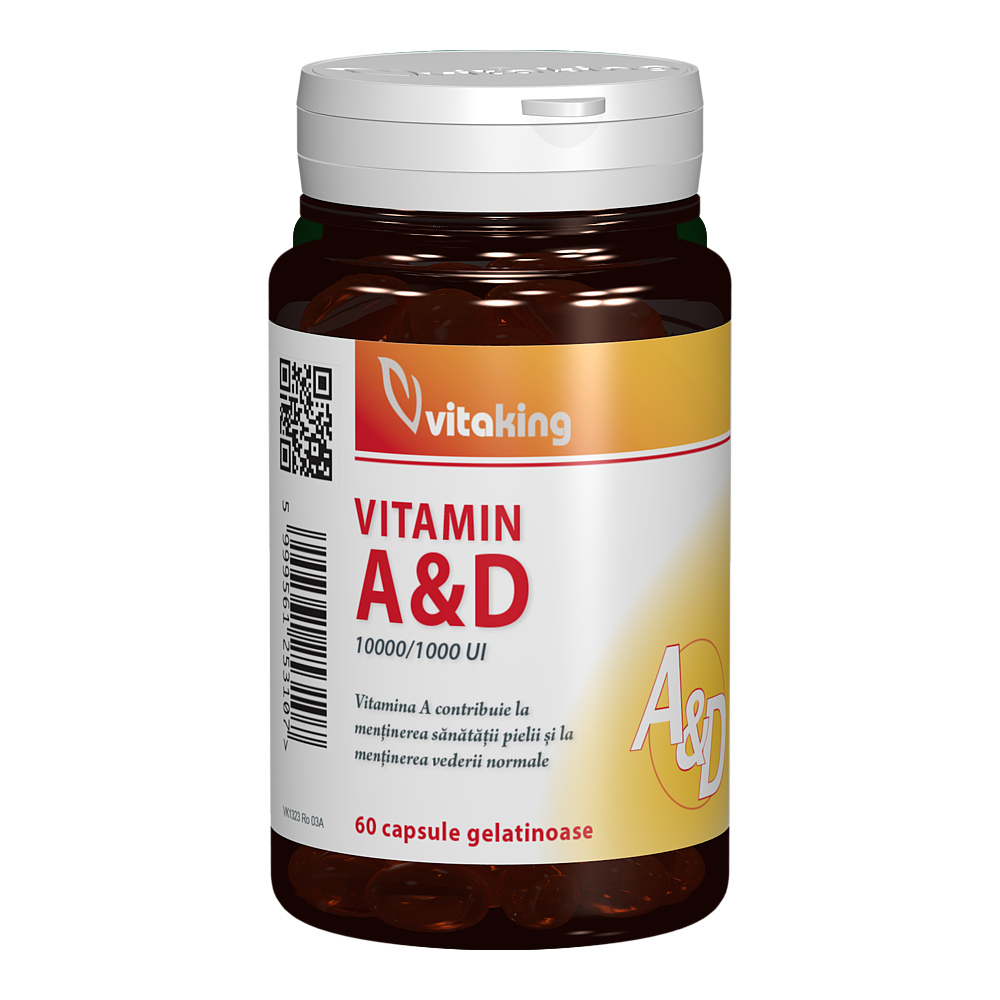 Vitamina A si D, 1000 UI, 60 capsule, Vitaking
