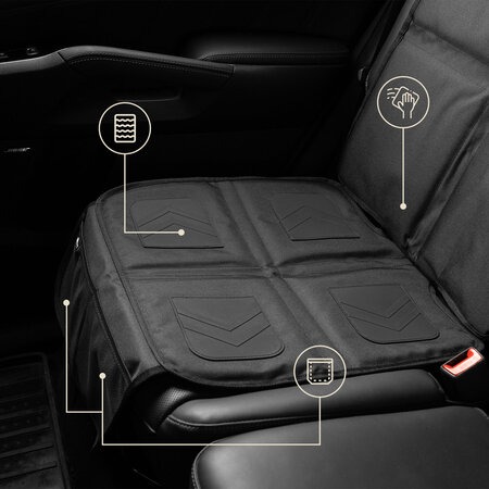 Protectie scaun auto cu strat antialunecare din silicon, Negru, Sipo 724870