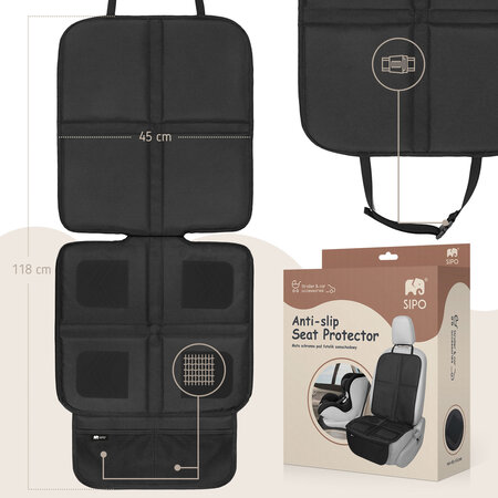 Protectie scaun auto cu strat antialunecare din silicon, Negru, Sipo 724871